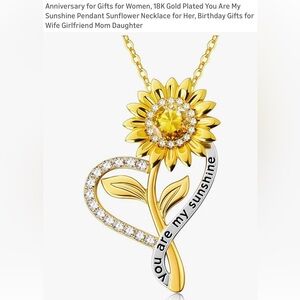 18kt. Gold/Silver .925 Sunflower Pendant Necklace